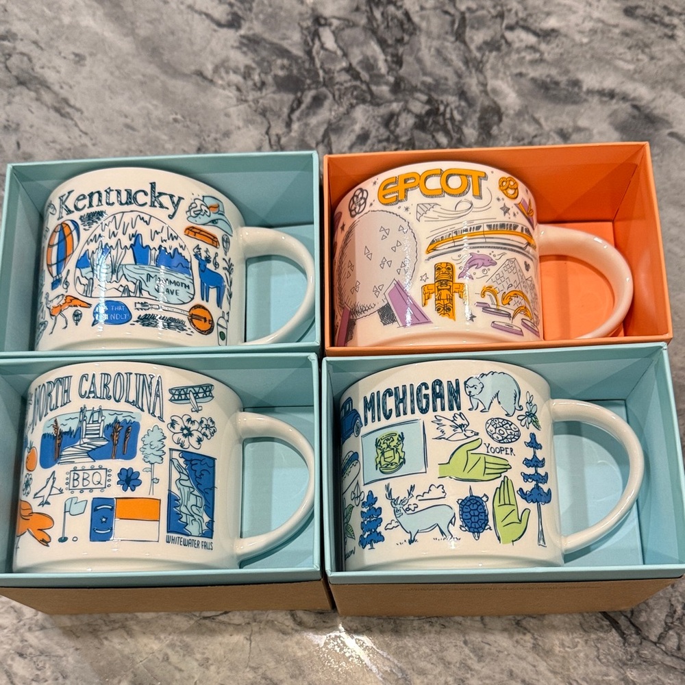Starbucks State and Park Mug Collection - Blue, Orange, Green
